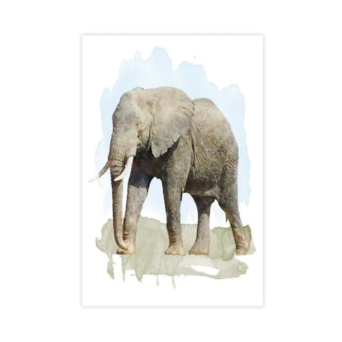 Peinture à l'aquarelle d'animaux sauvages poster toile déco murale chambre bébé 61x91