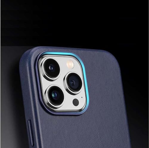 Coque iPhone 14 Pro Max cuir véritable bleu GUMMMY ajustement parfait - 5