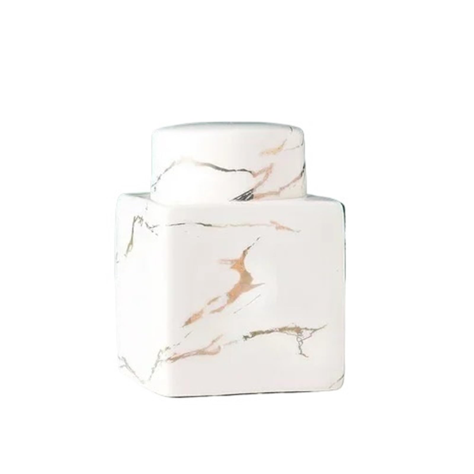 PSNKLMM Ceramic With Cover Dust Proof Organizer Cotton Swab Cartridge Marble Stripes Toothpick Holder Accessories(Color 01)