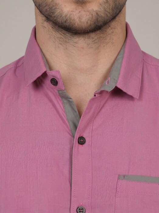 Image of Diverse Men's Cotton Blend Shirt with Pocket Design Spread Collar Full Sleeves Regular Fit and Standard Length | Comfortable Cotton Casual Shirt for Man