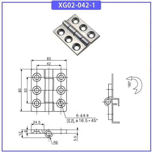 Charnière de fixation en acier inoxydable XG02-042-1 de haute précision - 3