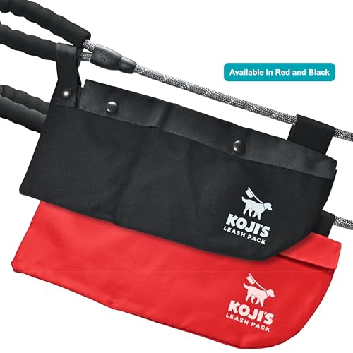 Image of Used Poop Bag Holder for Leash | Patented Poop Bag Pouch with Phone Pocket, Separate Clean & Dirty Compartments | Button Closure | Bag Attachment Fits Any Dog Leash, Hammock Style | Made in USA