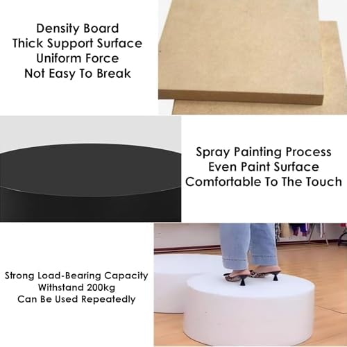 Round Display Pedestal Stand 40x20cm - White Cylinder Base for Clothing Stores, Bridal Shops & Home Décor - Heavy-Duty Mannequin Display Platform Supports 440 lbs