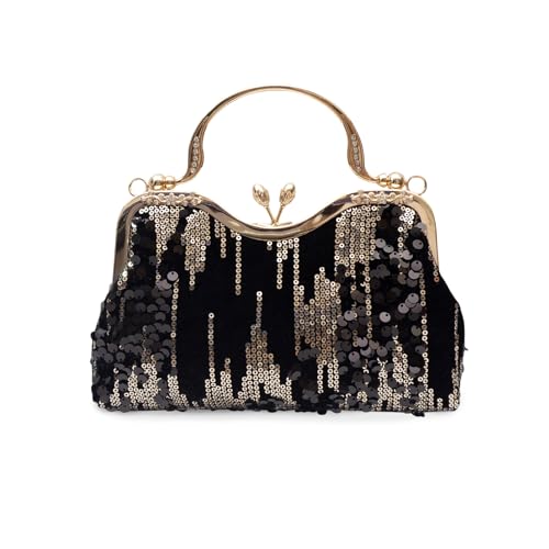 Image of CORIOS Vintage 1920s Evening Bag for Women Velvet Clutch Bag Sparkly Sequin Handbag Bridal Wedding Purse