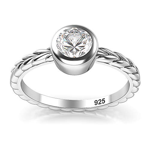 Metal Factory Sterling Silver Solitaire Bezel Set CZ Wedding Engagement Ring2