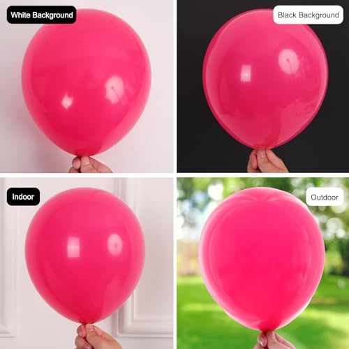 Image of RUBFAC 135pcs Hot Pink Balloons Different Sizes 18 12 10 5 Inch for Garland Arch, Magenta Latex Balloon for Wedding Birthday Princess Theme Party Anniversary Decorations