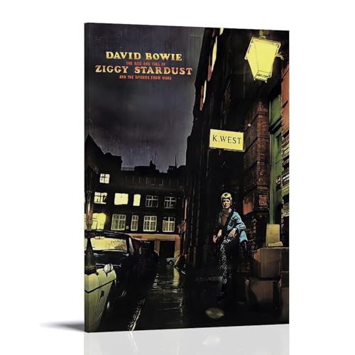 YAWRGJWRG Póster decorativo de David Bowie para sala de álbumes, lienzo estético, decoración de pared, sala de estar, dormitorio, música, película, póster de 50 x 75 cm, estilo marco