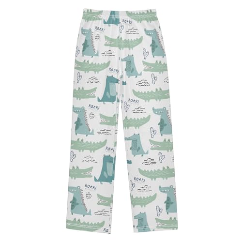 ZZXXB Cute Crocodiles Boys Long Pants Soft Trousers Elastic Waist Kids Lounge Bottoms with Pockets S-XL