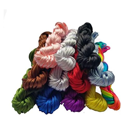 12 Colors 130 Yards 2.0mm Satin/Rattail Silk Cord Nylon String Nylon Beading String for Necklace Bracelet Beading Cord Cover