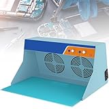 Design double ventilateur : deux ventilateurs côte à côte avec une inclinaison vers le haut offrent un flux d'air doux et réglable, éliminant le besoin d'accès direct à l'établi.