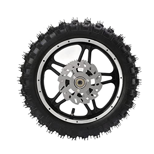 2.5-10 Dirt Bike Roue Arrière en Caoutchouc Métal avec Disque Pignon Ensemble de Roulement, Complet Mini Pit Bike Jante Pneu pour Diamètre D'essieu 12mm