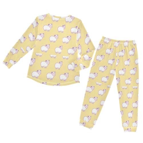 Little Sheep Cute Soft Pajama Set for All Seasons,Breathable Pjs Long Sleeve Sleepwear,Comfy Loungewear 2 Piece Underwear Set 3T2