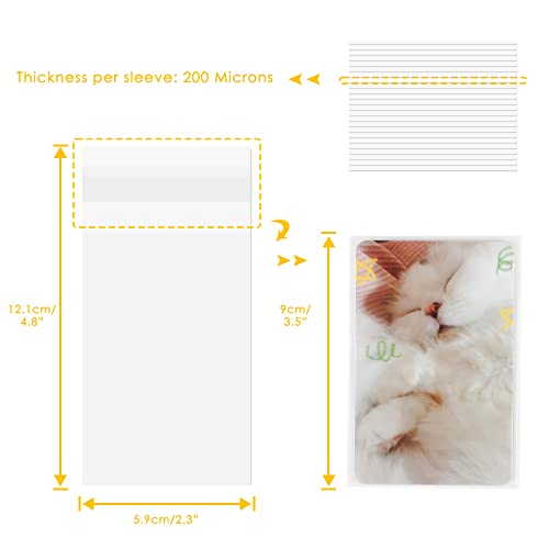 Baskiss 100 Packs Photocard Sleeves, 59 X 90 Mm 200 Microns Kpop Clear Sleeves Idol Photo Cards Transparent Protector Trading Cards Shield Cover (Sealable) #TOP1