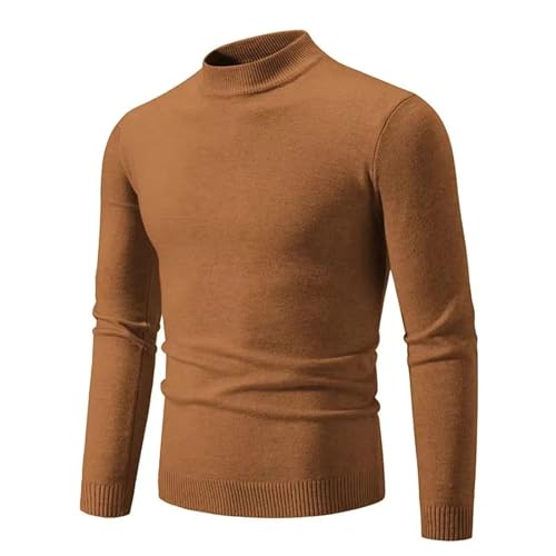 Men's Solid Color Pullover Sweater Warm Round Neck Slim Fit Daily Wear Knitted Top