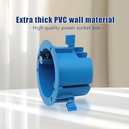 Image of 4'' Old Work Round Electrical Box, 18 cu in, Blue, Pack of 1 | 18 Cubic Inches Outlet Box; 1-Gang PVC Round Ceiling Electrical Box for Old Work; ETL Listed(1 Pack).