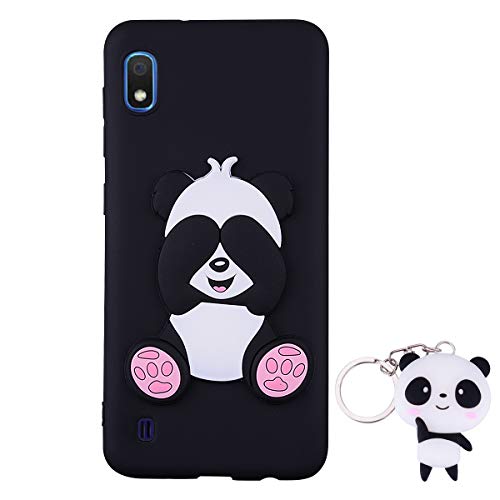 HopMore Compatible pour Coque Samsung Galaxy A10 2019 Silicone Souple 3D Design Motif Panda Licorne Drôle Kawaii Etui Samsung A10 Antichoc Housse Protection pour Fille Femme Garçon - Panda Noir Cover