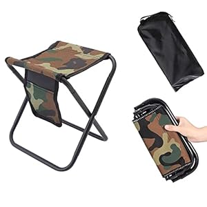 Mini Portable Folding Stool, Camping Fishing Stool for Adults Fishing Hiking Gardening and Beach with Carry Bag, Hold Up to 450lbs(Camouflage)