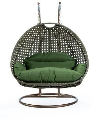 Image of OMANSH Double Seater Swing Chair with Stand & Cushion & Hook Outdoor || Indoor || Balcony || Garden || Living Room (Brown)