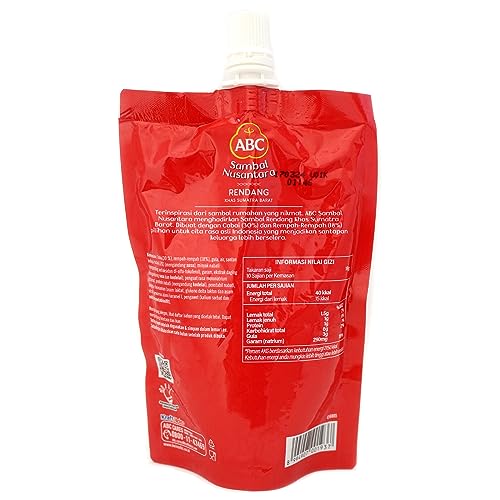 ABC Sambal Nusantara Rendang, Indonesian Spicy Chili Sauce, Pouch 180g (Pack of 1)
