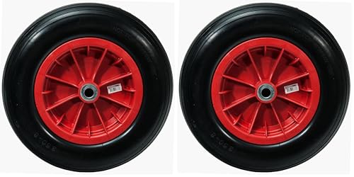 Roue increvable 14'' 360x85 alésage 20 mm pneu plein brouette diable chariot x2