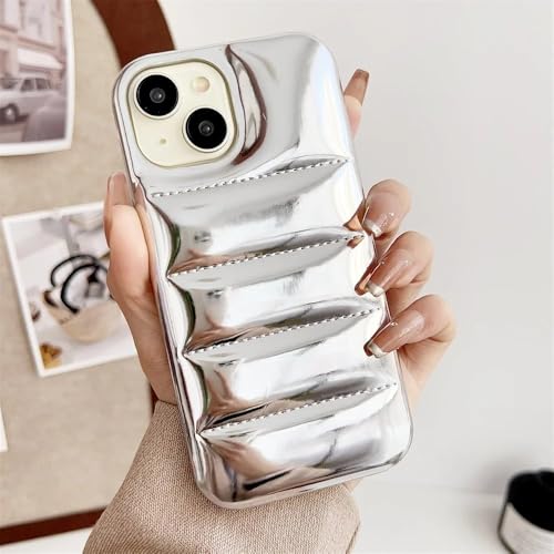 Coque luxe en duvet argent pour iPhone 16 Pro Max
