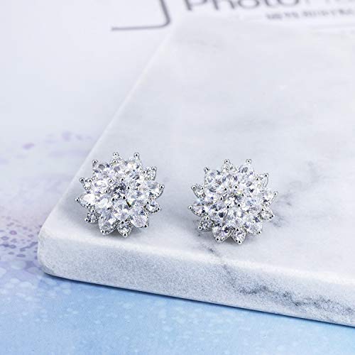Yoqucol Bright Cubic Zirconia Crystal Snowflake Flower Shape Clip On Stud Non Pierced Earrings For Women Girls #TOP1
