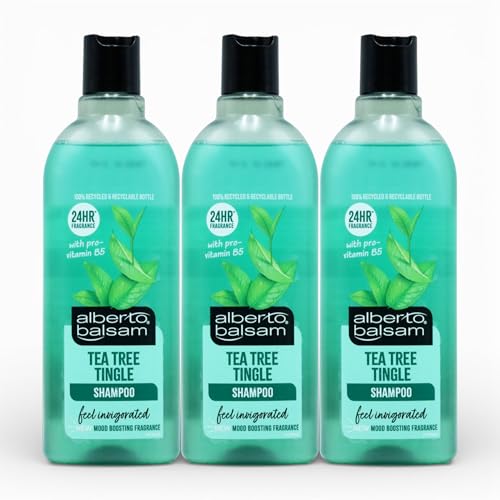 Alberto Tea Tree Tingle Shampoo 3 x 300ml Invigorating Cleansing Shampoo with Tea Tree & Pro-Vitamin B5 | Refreshes Scalp & Strengthens Hair