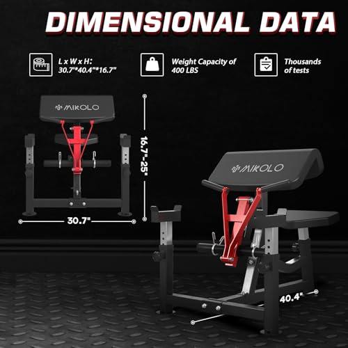 Image of Mikolo Preacher Curl Bench, Plate Loaded Bicep Curl Machine, Bicep Workout Equipment，2 in 1 Arm Training Machine for Home Gym