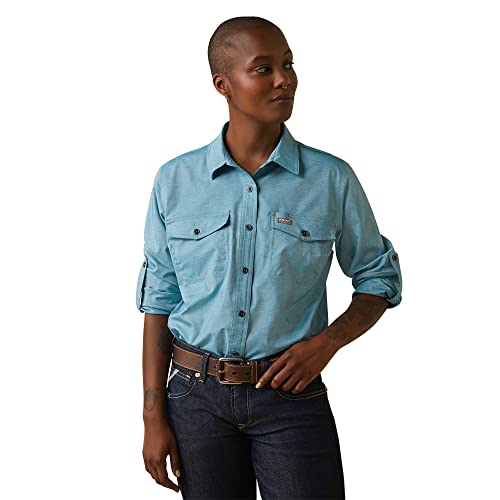 ARIAT Women's Rebar Made Tough Venttek DuraStretch Work Shirt, Larkspur Heather, Size Medium - image 1