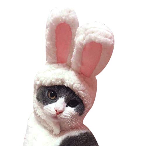 ELINKMALL Pet Costumes Dogs Cats Cartoon Costumes-Cute White Rabbit Ear Shaped Hat Cap Dog Kitten Cosplay Headband Headwear