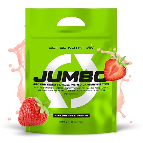 Scitec Nutrition Jumbo - Hochkalorischer Weight Gainer - mit Mehrkomponenten-Protein - Aminosäuren-Matrix - Metabolische Matrix - Superfood-Mischung, 6,6 kg, Erdbeere
