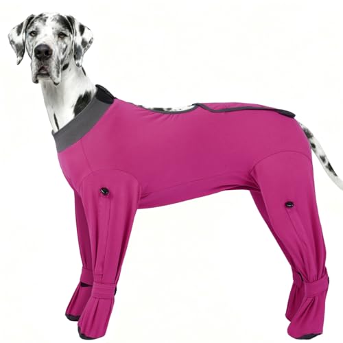 Image of ROZKITCH Surgical Recovery Suit for Dogs, Soft & Breathable Dog, Prevent Licking & Shedding, Post-Surgery Bodysuit for Extra Large Dogs, Dog Cone e-Collar Alternative Rosered 5XL