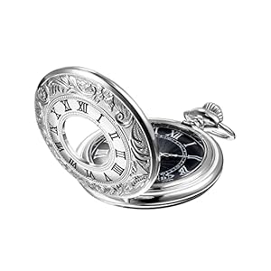 Mudder Vintage Roman Numerals Scale Quartz Pocket Watch with Chain