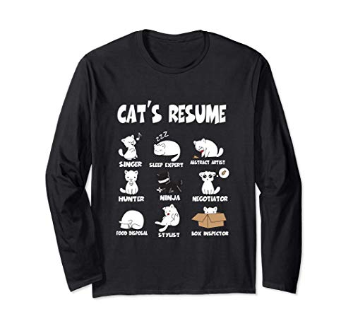 Funny Cat's Resume Life Of A Cat Maglia a Manica