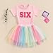 Gureui 6 Year Old Toddler Girl Birthday Outfit 6 Print Short Sleeve Shirt 6th Tutu Skirt Summer Clothes