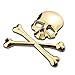 Homoyoyo 3D Calavera Metal Esqueleto Tibias Cruzadas Pegatina Calcomanía Calavera Emblema Insignia para Coche Motocicleta (Oro)