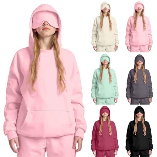 Travel Hoodie with Built-in Eye Mask Comfy Airplane Mode Travel Hoodies with Hidden Pockets Blanket Hoodie for Unisex3