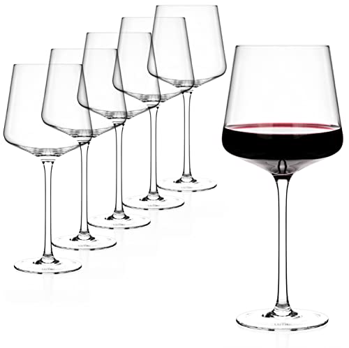 LUXBE - Crystal Wine Glasses, Set 6, 15.3 fl. oz - Small Red White Wine Glasses - 100% LeadFree Glass - 450 ml