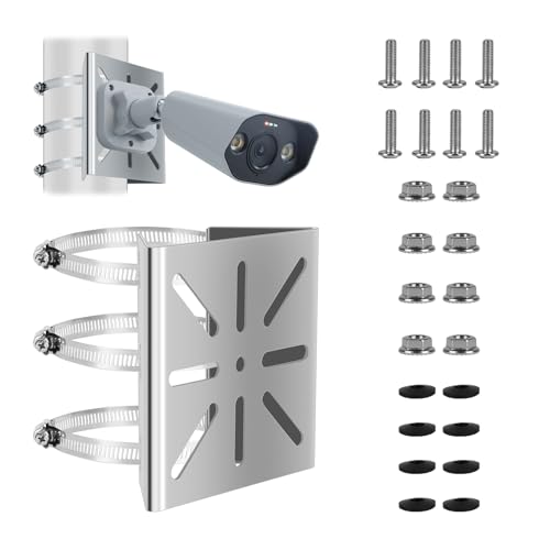 SUPAWAY Pole Mount Surveillance Camera Mount with 3 Adjustable Loops, Diameter 100 mm, Stainless Steel Vertical Pole Mount