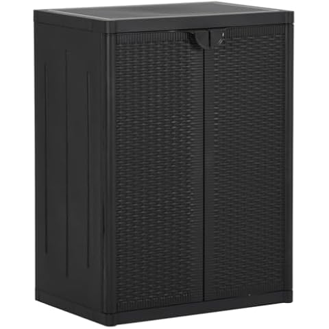 vidaXL Black Garden Storage Cabinet with Shelves Cover