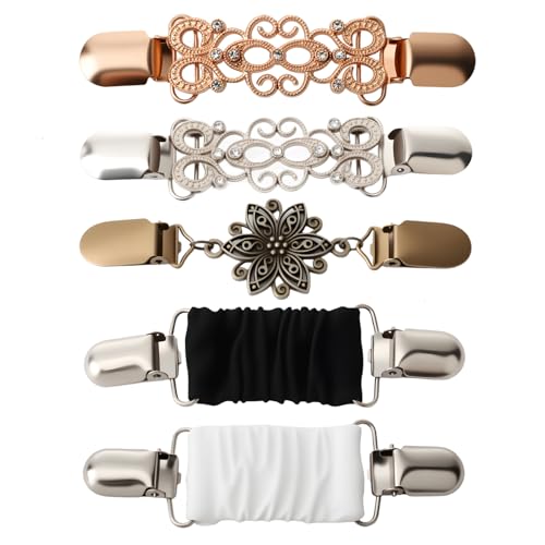 Juego de 5 clips vintage para suéter para mujer, clips para ropa como blusas, vestidos, bufandas, broches, corchetes, clips de cinta, clips para vestidos