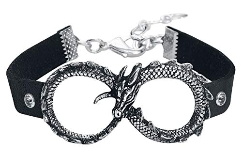 Preisvergleich Produktbild Alchemy Gothic Infinitum Lederarmband schwarz / silberfarben