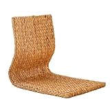 loyfreeyo 座椅子 クッション付 フロアーチェア 座敷 背もたれ ローチェア 竹製 腰が痛くならない 和風 軽量 書斎 読書 居間 インテリア 和室用椅子 (バナナの葉織,小)
