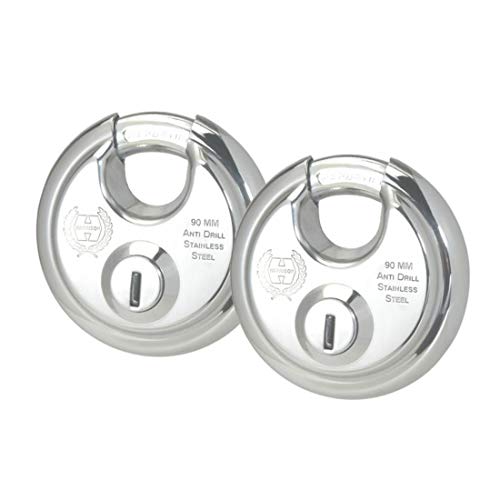 Image of Harrison Padlocks /Round Padlock 70mm 12 Pin with 3 Computerised Keys 0495-SUPER-STAR Pack of 1 / Mild Steel Material /Stainless Steel Finish /for Door, Shutter, Godown, gate