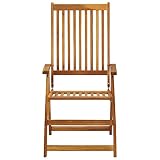 DXKDUSOKJ 5 Position Reclining Acacia Wood Patio Chairs 2 Pack, Outdoor Wooden Chair Set with Slatted Seat and Back for Lounging or Dining