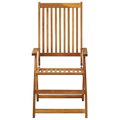 DXKDUSOKJ 5 Position Reclining Acacia Wood Patio Chairs 2 Pack, Outdoor Wooden Chair Set with Slatted Seat and Back for Lounging or Dining