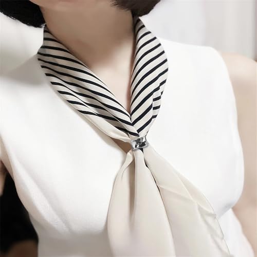 Image of Dainty Oblate Silk Scarf Ring Brooch for Women Minimalist Geometric Shawl Scarves Buckle Wrap Clasp Clip Rings Brooches Fashion Dress Accessories Jewelry