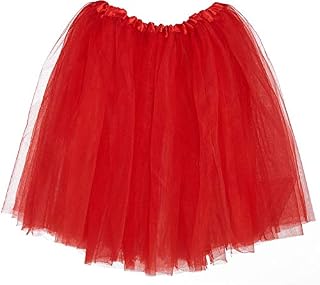 Msrlassn Women's Teen Adult Classic Elastic 4 Layered Tulle Tutu Skirt for Dress-up Parties Dancing