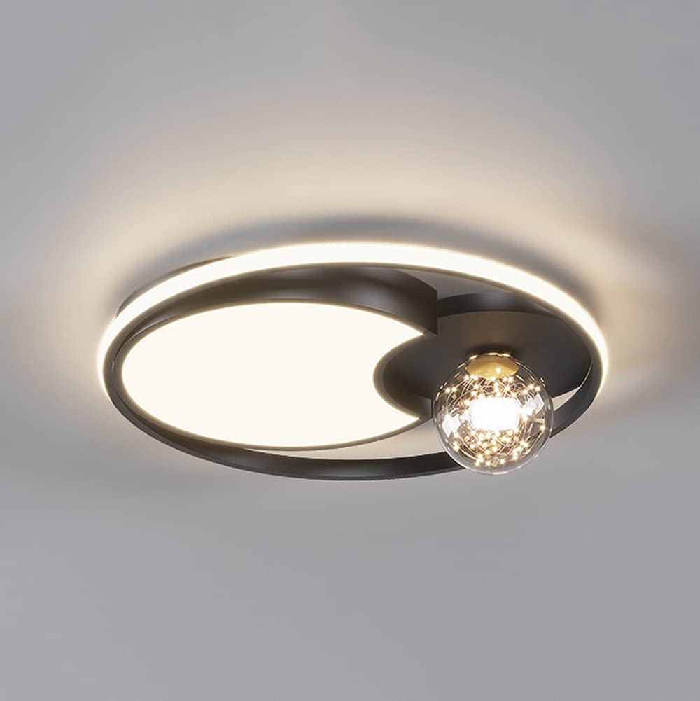 Plafonnier rond suspendu anti-éblouissement pour sublimer un salon sombre au plafond bas 44W