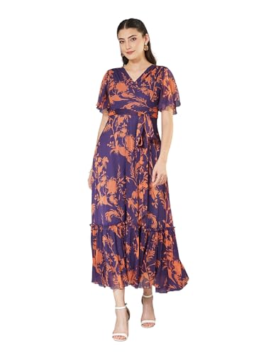 Image of Miss Chase Women's Round Neck Cap Sleeves Lace Knee -Long Skater Dress
